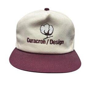 Curacron Design Hat Cap Snap Back White Maroon Cotton Embroidered Logo Mens